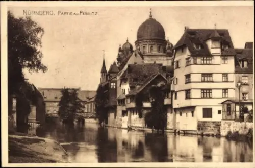 Ak Nürnberg, an der Pegnitz, Synagoge, Insel Schütt