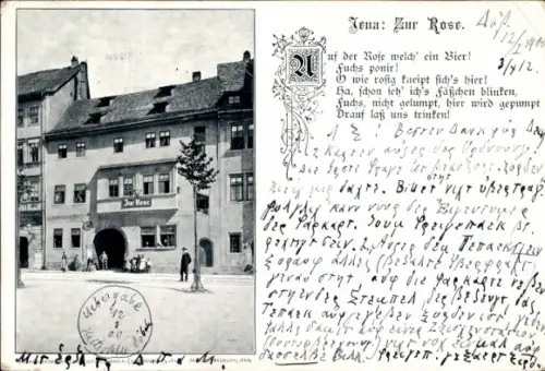 Ak Jena, Bierhaus 'Zur Rose', Gedicht
