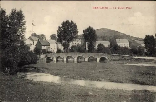 Ak Treignes Viroinval Wallonien Namur, Brücke, Ort