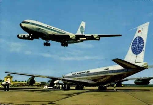 Ak Frankfurt am Main, Flughafen, Passagierflugzeuge der Pan American