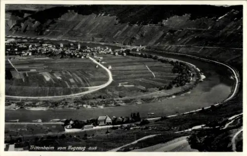 Ak Trittenheim an der Mosel, Flusslandschaft, Weinbaugebiete, Panorama, Ort Trittenheim