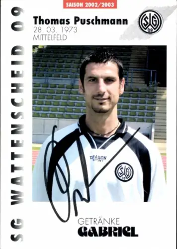 Autogrammkarte Fußballer Thomas Puschmann, SG Wattenscheid 09, Autogramm