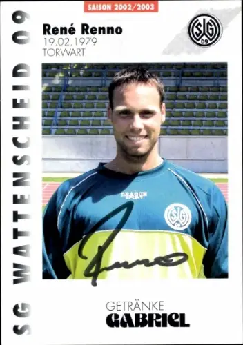 Autogrammkarte Fußballer René Renno, SG Wattenscheid 09, Autogramm