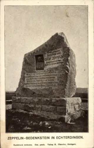 Ak Leinfelden Echterdingen, Zeppelin Gedenksteines, Graf Zeppelin