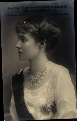 Ak Großherzogin Charlotte von Luxemburg, Portrait, Profil