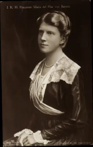 Ak Prinzessin Maria del Pilar von Bayern, Portrait