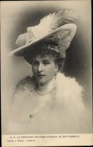 Ak Victoria Eugénie Julia Ena von Battenberg, Königin von Spanien, Portrait