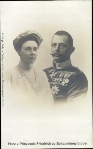 Ak Prinz und Prinzessin Friedrich zu Schaumburg-Lippe, Portrait