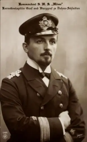 Ak Kommandant S.M.S. Möwe, Nikolaus Graf zu Dohna-Schlodien