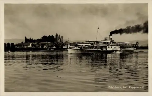 Ak Rapperswil Kanton Sankt Gallen, Dampfer, Zürichsee