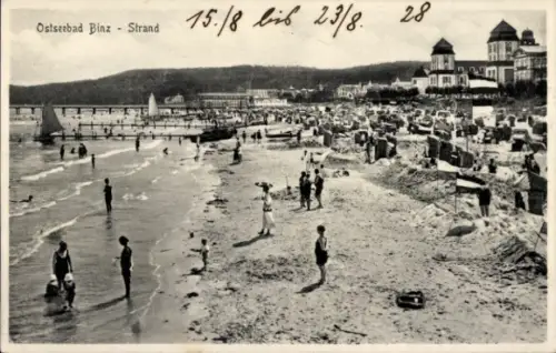 Ak Seebad Binz auf Rügen, Strandleben