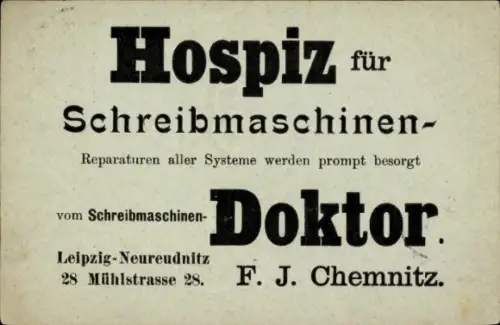 Ak Werbung, Schreibmaschinen-Reparatur, Leipzig-Neureudnitz