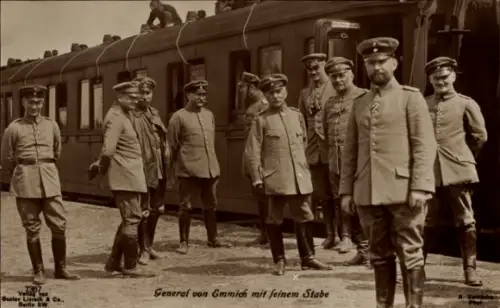 Ak General von Emmich mit seinem Stabe