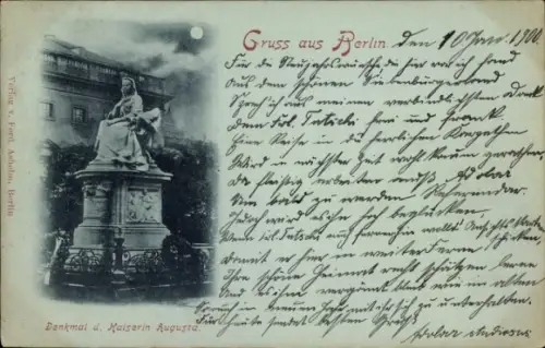 Mondschein Ak Berlin, Denkmal der Kaiserin Augusta