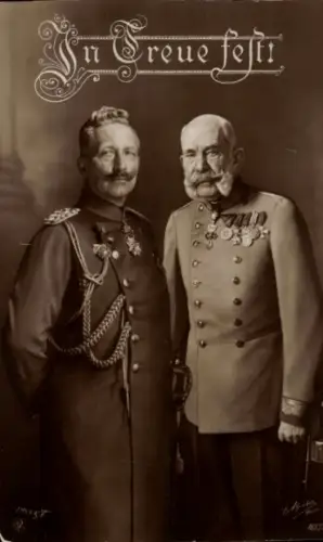 Ak Kaiser Franz Joseph I., Kaiser Wilhelm II., Portrait, Orden, Uniform