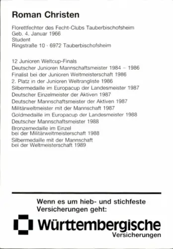 Foto Florettfechter Roman Christen, Autogramm