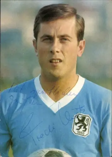 Ak Fußballspieler Alfred Heiß, Portrait, 1860 München, Aral Sammelbild