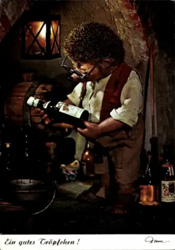 Ak Igel Mecki, Gutes Tröpfchen, Flasche, Alkohol