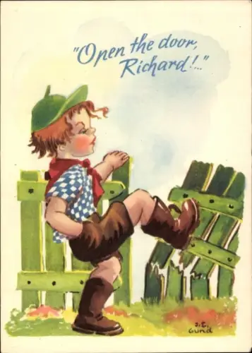 Künstler Ak Gund, Junge zertritt einen Zaun