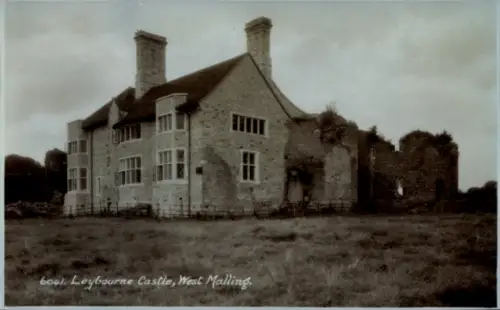 Ak West Malling South East, Leybourne Castle, alte Ruine, schwarz-weiß,  Architektur
