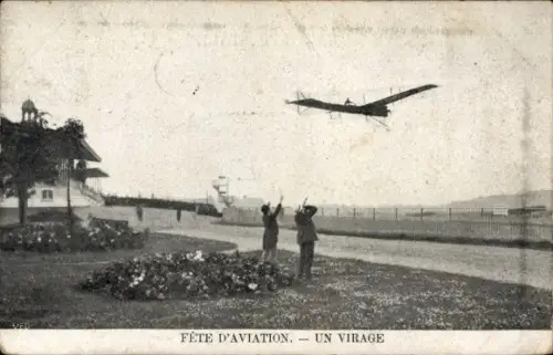 Ak Fête d'Aviation, Un Virage, Flugzeug, Zuschauer