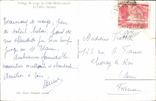 Ak Leysin Kanton Waadt, Schnee, Berge, Hotel,  Club Méditerranée