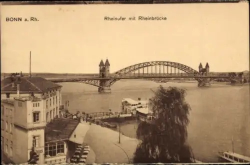 Ak Bonn am Rhein,  Rheinufer, Rheinbrücke,  