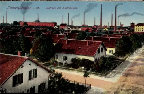 Ak Ludwigshafen am Rhein, Ludwigshafen a. Rh., Kolonie der Anilinfabrik, Industrieanlagen, Wohnhä