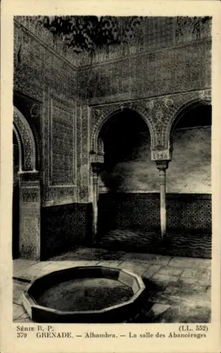 CPA Grenade Andalousie Espagne, Alhambra, La salle des Abancérages