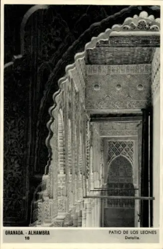 Ak Granada Andalusien Spanien, Patio de los Leones, Alhambra