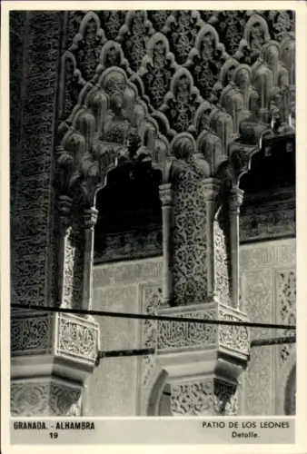Ak Granada Andalusien Spanien, Alhambra, Patio de los Leones, Detail, Granada