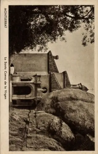 Ak Montserrat Katalonien,  La Santa Cueva de la Virgen, Felsen, Kapelle