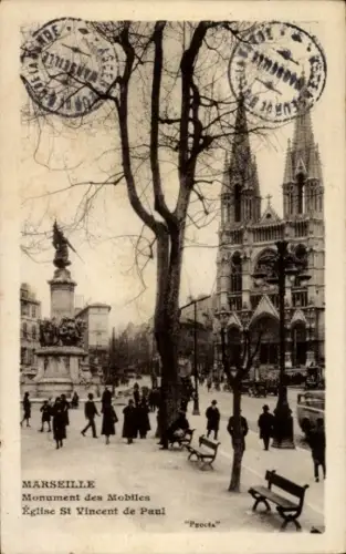 Ak Marseille Bouches du Rhône, Kirche St. Vincent de Paul