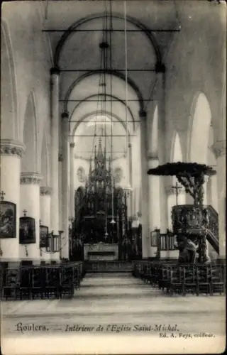 Ak Roeselare Roeselaere Rousselare Roulers Westflandern, Innenansicht der Kirche Saint-Michel, ho