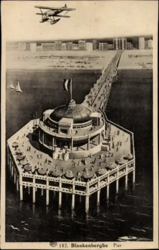 Ak Blankenberghe Blankenberge Westflandern, Pier, Wasserflugzeug