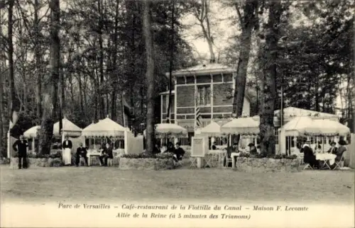 Ak Versailles Yvelines, Café-Restaurant Flottille, Park von  Maison F. Lecomte, Gäste unter Pavil