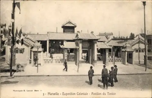Ak Marseille Bouches du Rhône, Exposition Coloniale, Pavillon du Tonkin