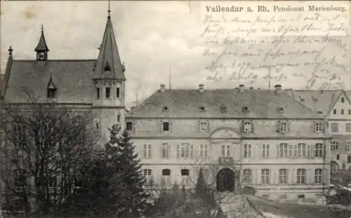 Ak Vallendar am Rhein, Pensionat Marienburg,  Gebäude, Bäume, Schwarz-Weiß-Foto