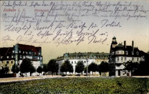 Ak Döbeln in Sachsen, Döbeln i. S., Sternplatz, handschriftlicher Text