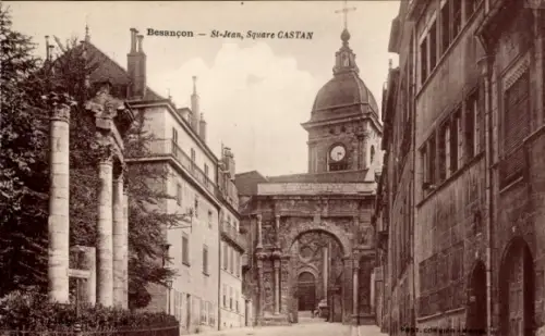 Ak Besançon Doubs,  St-Jean, Square CASTAN,  Gebäude, Straßenansicht