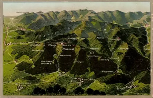 Landkarten Ak Obernai Elsass Bas Rhin, Odilienberg Mont Sainte Odile, Barr, Andlau, Ottrott