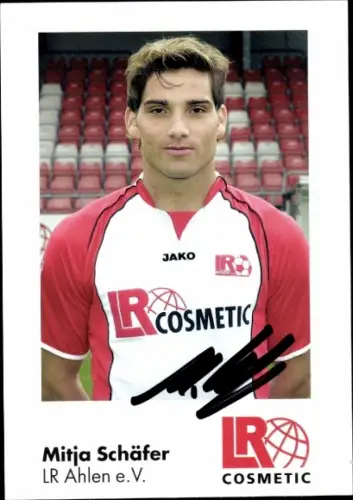 Autogrammkarte Fußballer Mitja Schäfer, Rot Weiss Ahlen, Autogramm