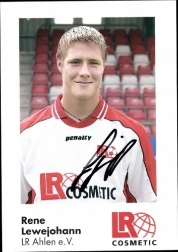 Autogrammkarte Fußballer Rene Lewejohann, Rot Weiss Ahlen, Autogramm