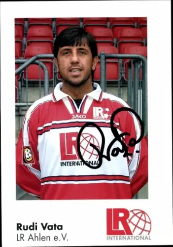 Autogrammkarte Fußballer Rudi Vata, Rot Weiss Ahlen, Autogramm