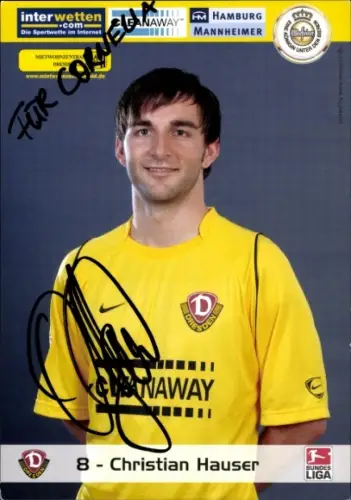 Autogrammkarte Fußballer Christian Hauser, SG Dynamo Dresden, Autogramm