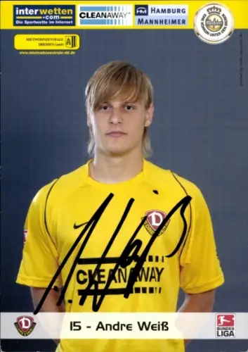 Autogrammkarte Fußballer Andre Weiß, SG Dynamo Dresden, Autogramm