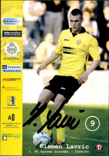Autogrammkarte Fußballer Klemen Lavric, SG Dynamo Dresden, Autogramm