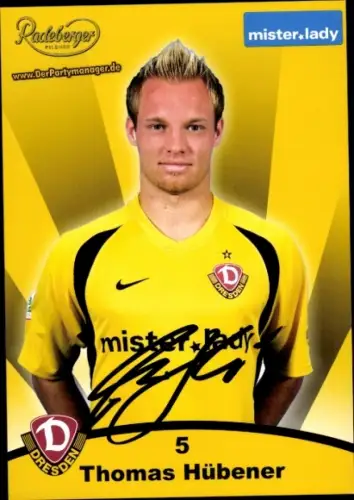 Autogrammkarte Fußballer Thomas Hübener, SG Dynamo Dresden, Autogramm