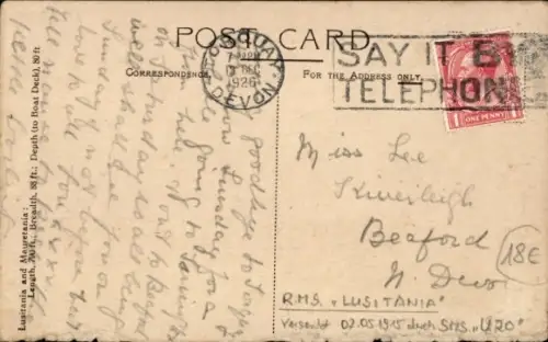 Künstler Ak Passagierdamoferm RMS Lusitania, Mauretania, Cunard Line