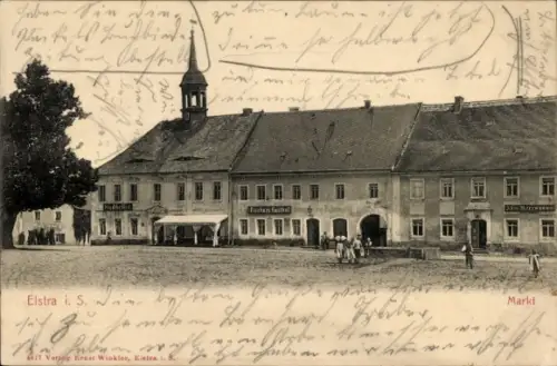 Ak Elstra in der Oberlausitz Sachsen, Markt